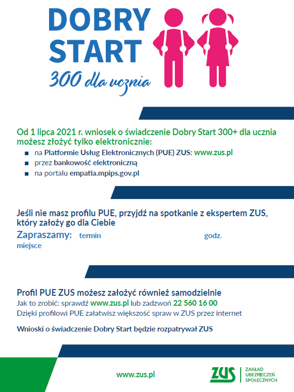 zawierający informacje zamieszczone w artykule dotyczące programu dobry start 300+ dobry start